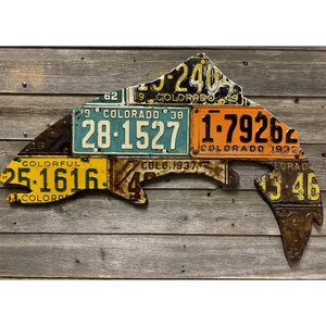 Cody Richardson Colorado Antique Trout License Plate Art in One Color